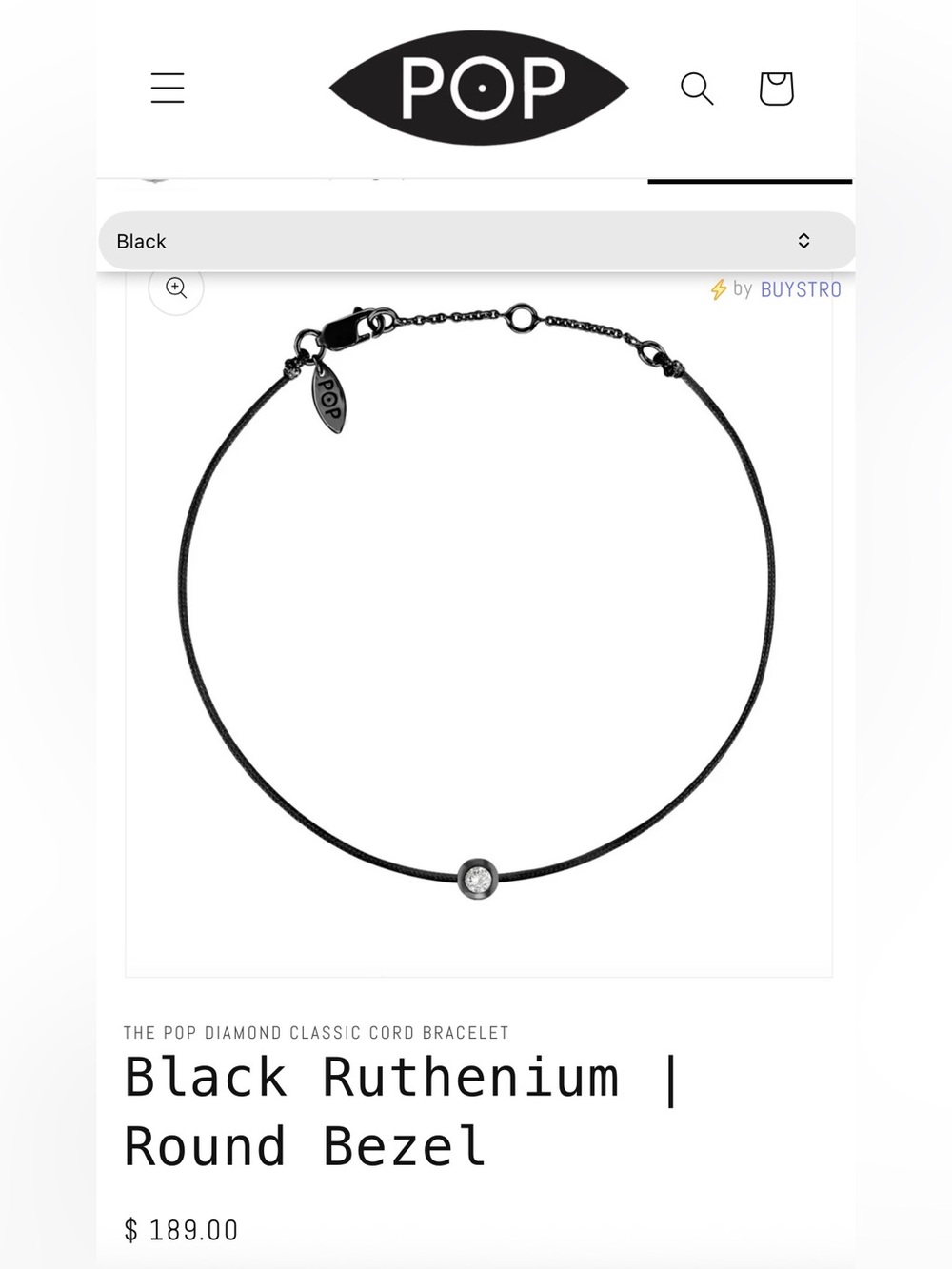 POP Diamond Classic Cord choker necklace Black Ruthenium/Genuine DIAMOND, BNIB